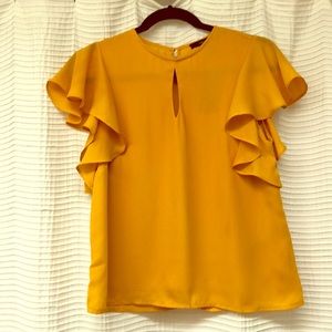 Forever 21 Top/Cap Slv/Mustard/SZ Sm/Polyester